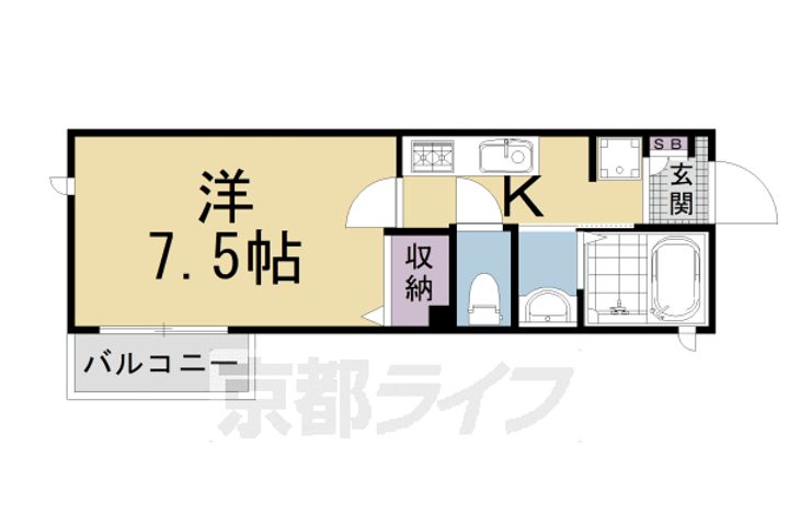 京都府京都市南区唐橋堂ノ前町の賃貸アパートの間取り
