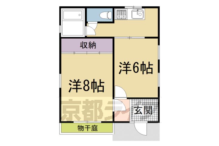 京都府京都市左京区一乗寺東浦町(一戸建)の賃貸物件南の間取り