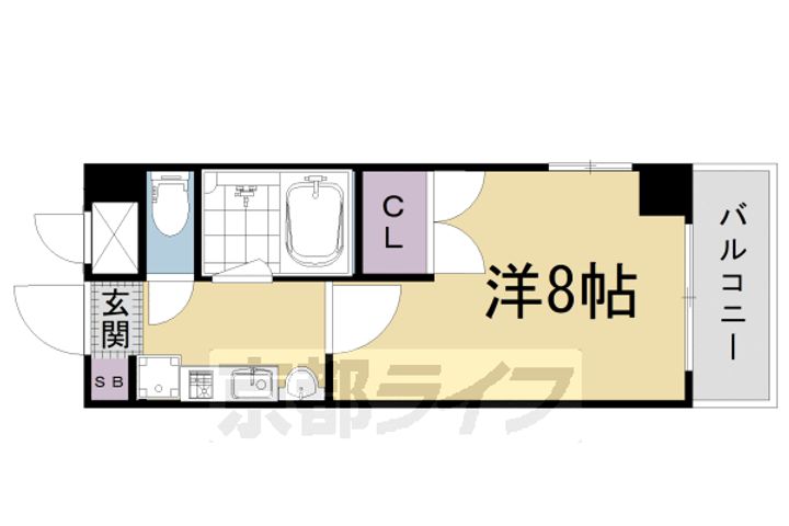 京都府京都市左京区吉田下大路町の賃貸マンションの間取り