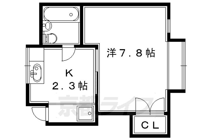 京都府京都市左京区下鴨東本町の賃貸アパートの間取り