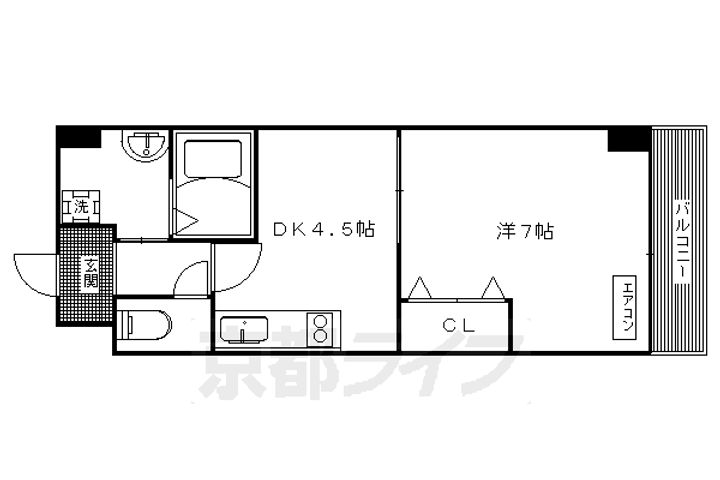 京都府京都市左京区高野清水町の賃貸マンションの間取り
