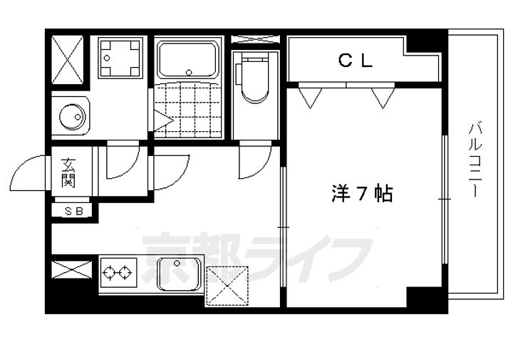 京都府京都市左京区岩倉中町の賃貸マンションの間取り