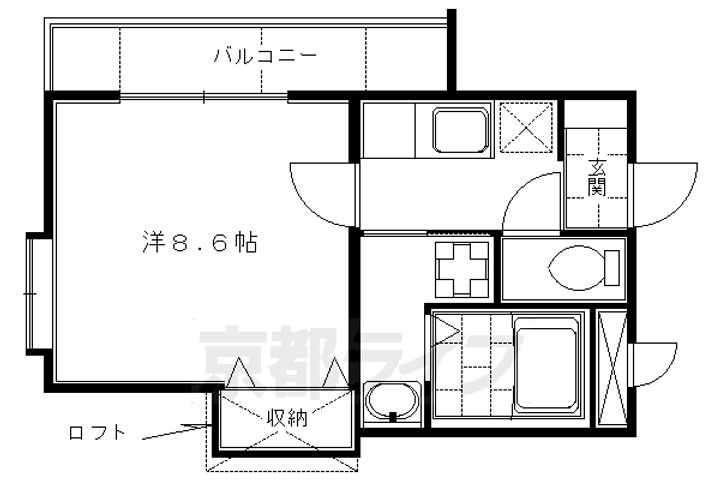 京都府京都市伏見区深草西浦町8丁目の賃貸マンションの間取り