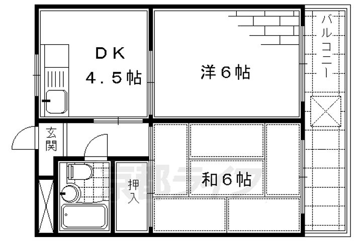 京都府京都市伏見区下鳥羽南三町の賃貸マンションの間取り