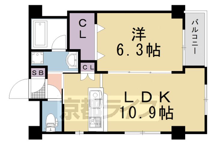 京都府京都市伏見区白銀町の賃貸マンションの間取り