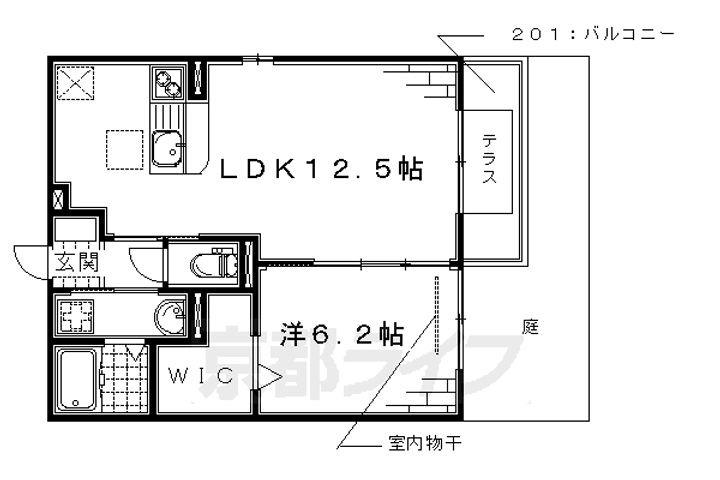 京都府京都市伏見区竹田段川原町の賃貸アパートの間取り