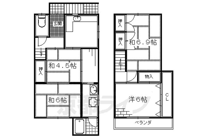 京都府京都市伏見区深草大亀谷大山町(一戸建)の賃貸物件1の間取り