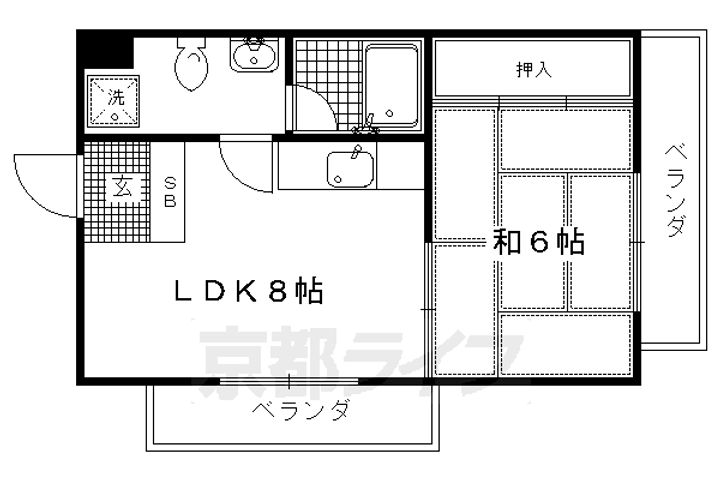 京都府京都市北区衣笠西御所ノ内町の賃貸マンションの間取り