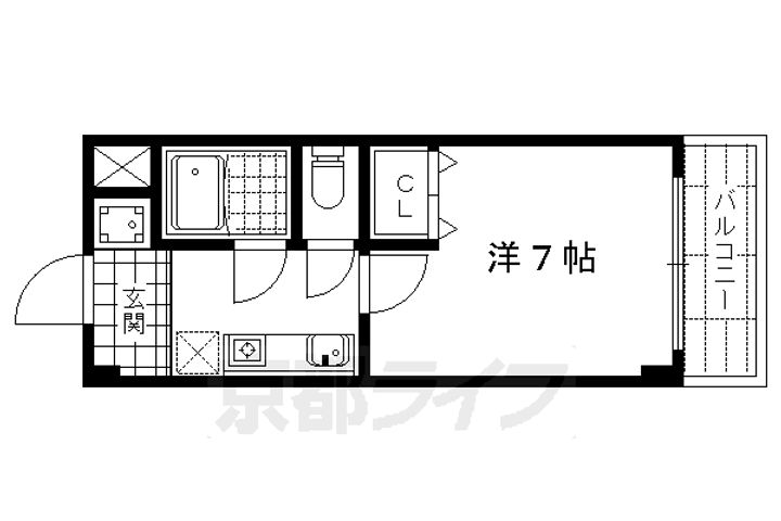 京都府京都市北区大北山原谷乾町の賃貸マンションの間取り