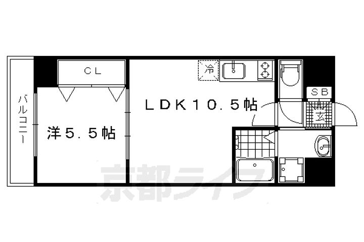 京都府京都市上京区鏡石町の賃貸マンションの間取り