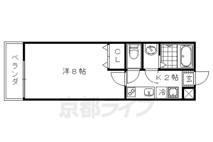 京都府京都市下京区西七条八幡町の賃貸マンションの間取り