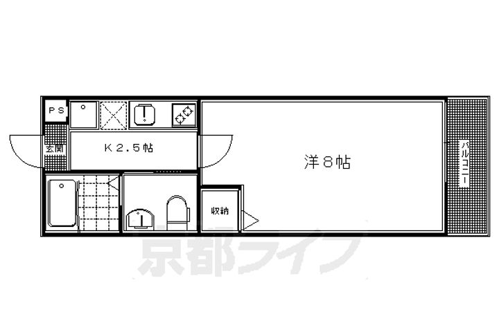 京都府京都市左京区田中古川町の賃貸マンションの間取り