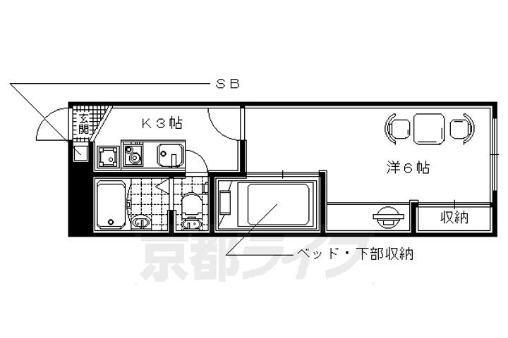 京都府宇治市五ケ庄岡本の賃貸アパートの間取り