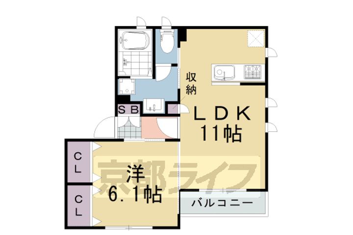 京都府京都市西京区山田葉室町の賃貸アパートの間取り