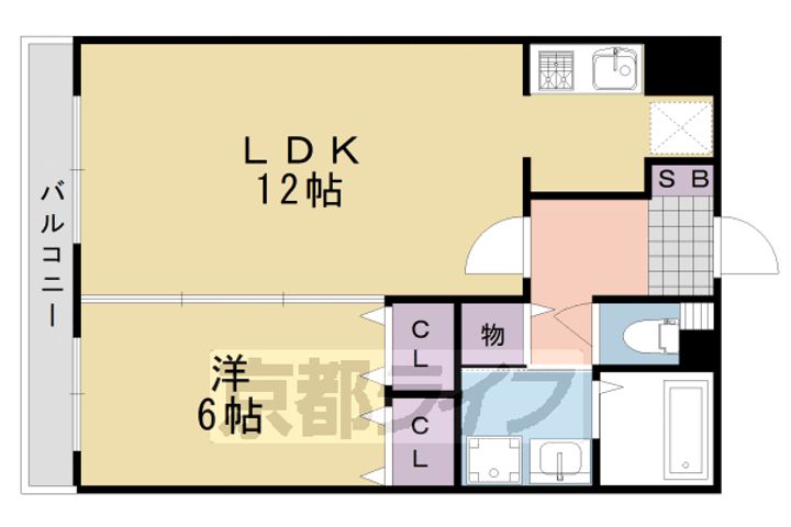 京都府京都市西京区桂河田町の賃貸マンションの間取り