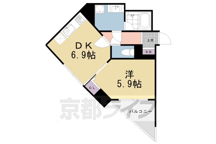 京都府京都市右京区西院上今田町の賃貸マンションの間取り