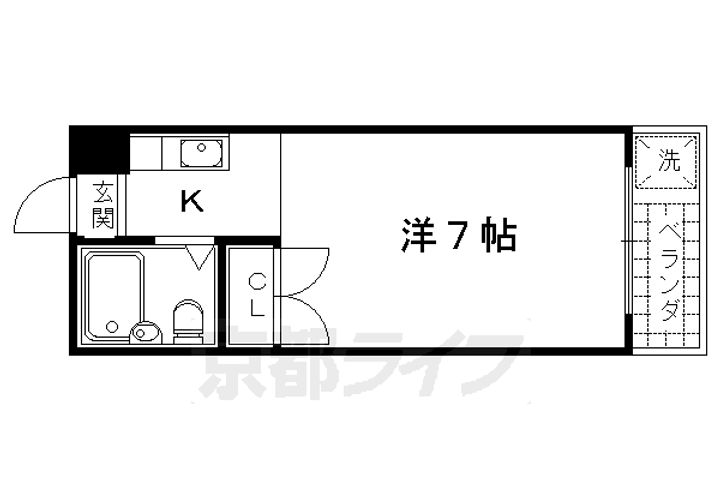 京都府京都市中京区西ノ京樋ノ口町の賃貸マンションの間取り