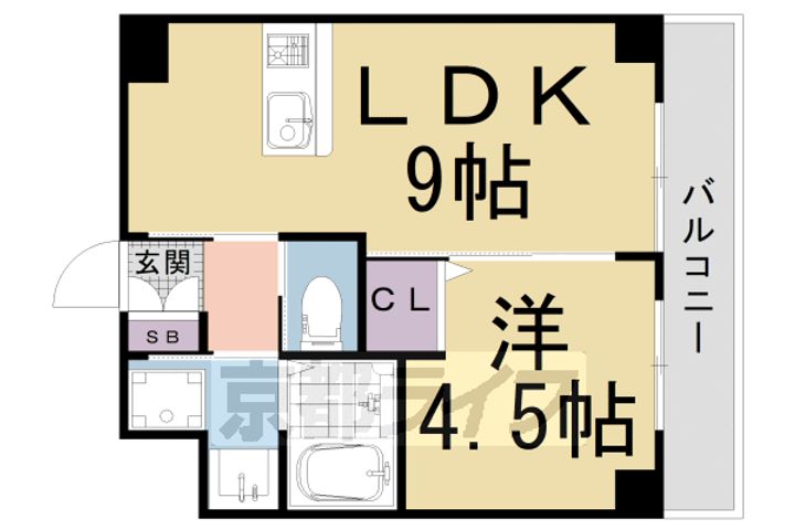 京都府京都市中京区壬生神明町の賃貸マンションの間取り
