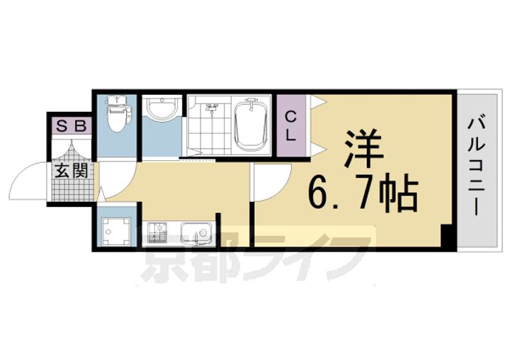 京都府京都市中京区壬生辻町の賃貸マンションの間取り