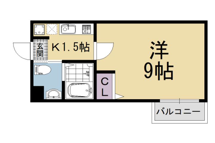 京都府京都市下京区猪熊通五条下る柿本町の賃貸マンションの間取り