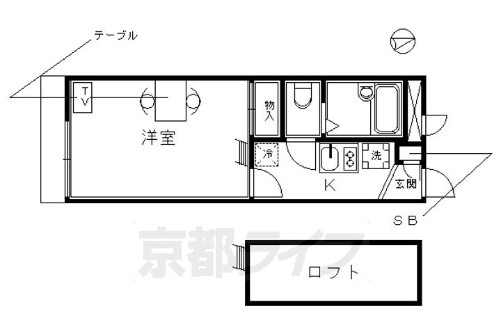 京都府京都市東山区泉涌寺東林町の賃貸アパートの間取り