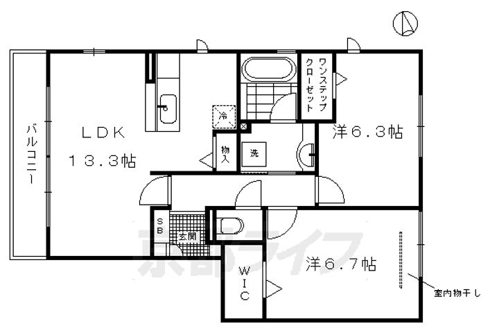 京都府京都市南区吉祥院里ノ内町の賃貸アパートの間取り