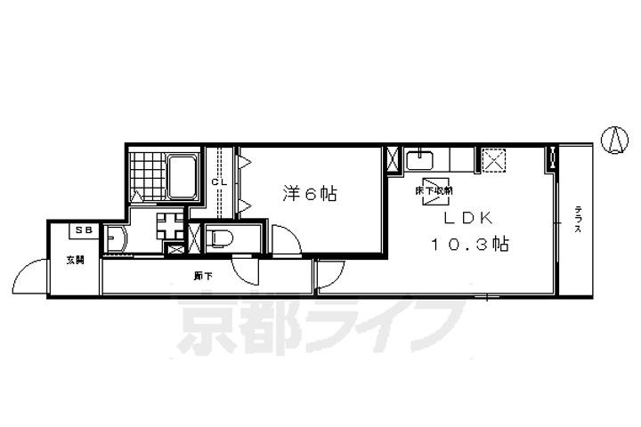 京都府京都市下京区黒門通木津屋橋上る徹宝町の賃貸アパートの間取り