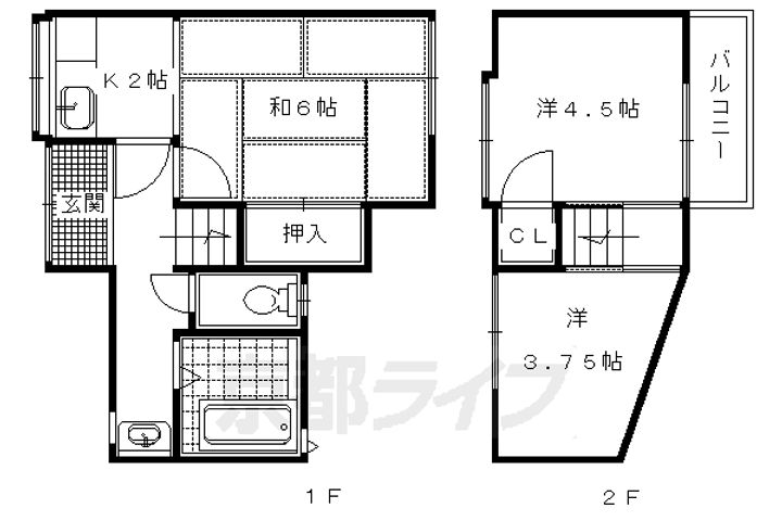 京都府京都市北区大宮玄琢南町(一戸建)の賃貸物件の間取り