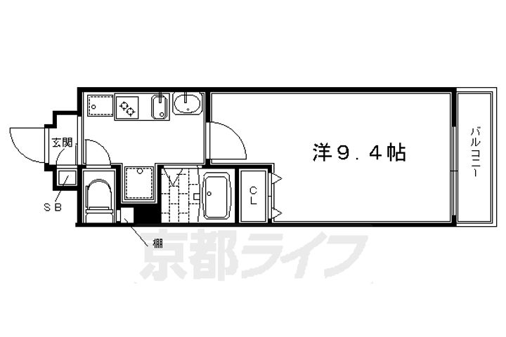 京都府京都市左京区田中上玄京町の賃貸マンションの間取り