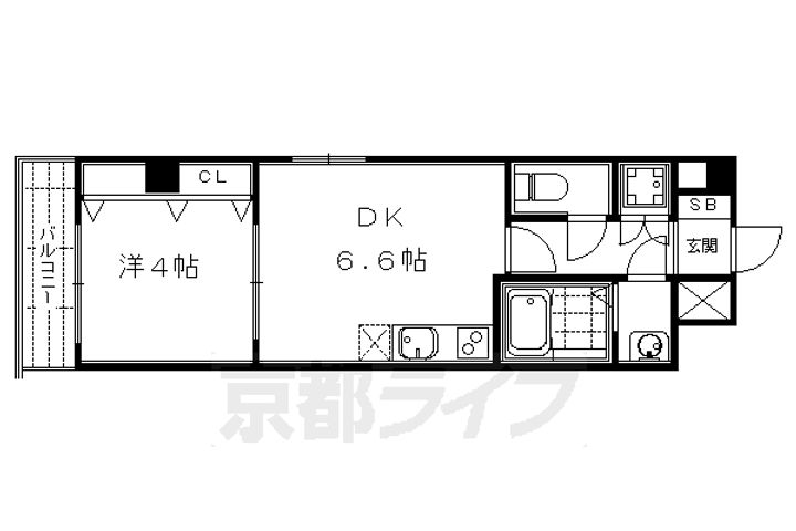 京都府京都市下京区綾小路通寺町西入足袋屋町の賃貸マンションの間取り