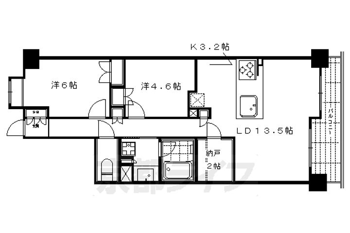京都府京都市下京区五条通西洞院西入平屋町の賃貸マンションの間取り