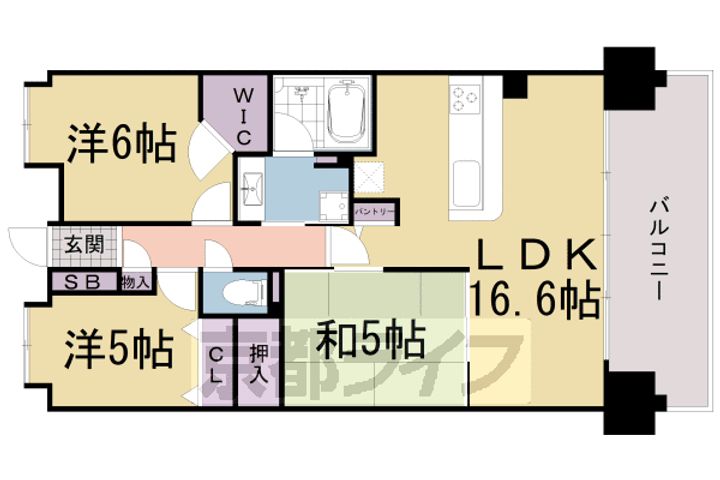 京都府宇治市神明石塚の賃貸マンションの間取り