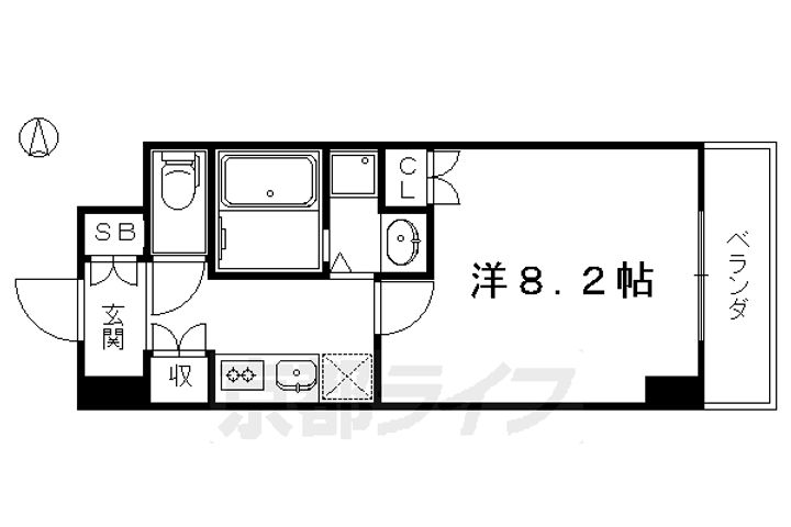 京都府京都市上京区西堀川通一条上る堀川上之町の賃貸マンションの間取り