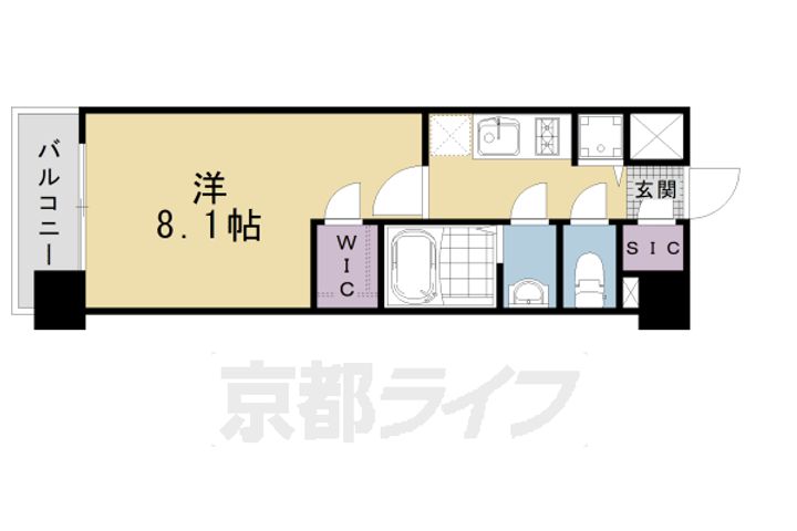京都府京都市下京区梅小路高畑町の賃貸マンションの間取り