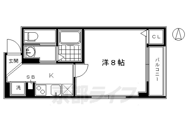 京都府京都市東山区一橋宮ノ内町の賃貸マンションの間取り