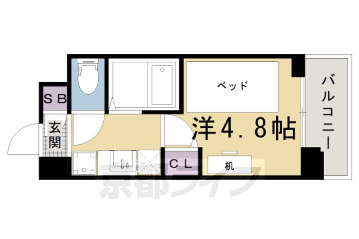 京都府京都市北区衣笠東御所ノ内町の賃貸マンションの間取り