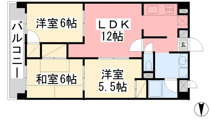 アイヒルズ松山202の間取り