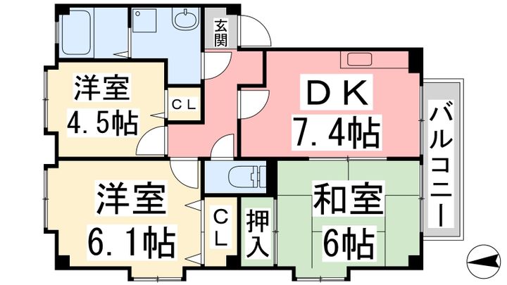 フォブール余戸東 A棟301の間取り