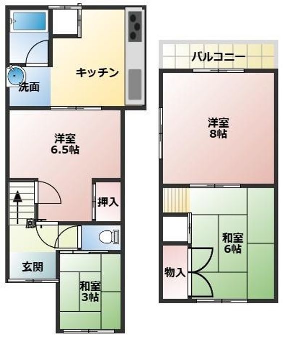 奈良県北葛城郡王寺町畠田3丁目(一戸建)の賃貸物件の間取り