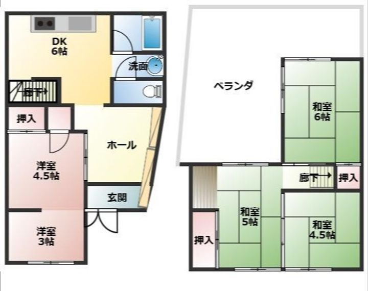 大阪府羽曳野市野々上1丁目(一戸建)の賃貸物件の間取り