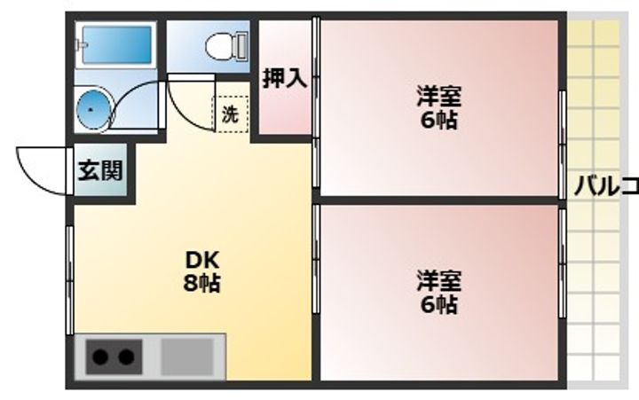 万葉第2ハイツの間取り