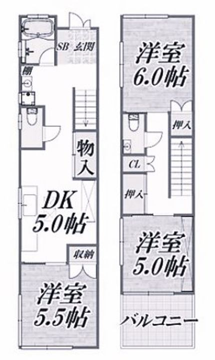 兵庫県西宮市笠屋町(一戸建)の賃貸物件の間取り