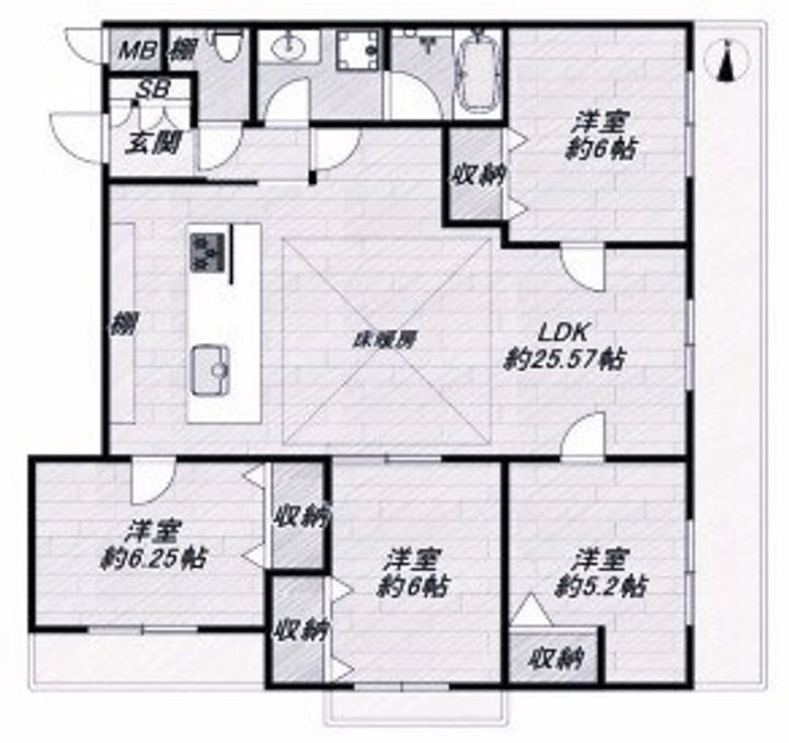 兵庫県西宮市苦楽園三番町の賃貸マンションの間取り
