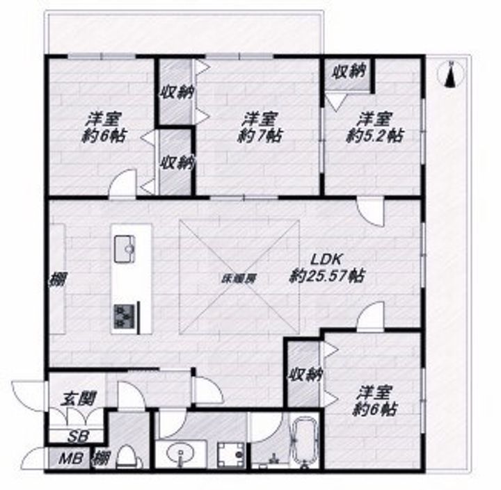 兵庫県西宮市苦楽園三番町の賃貸マンションの間取り