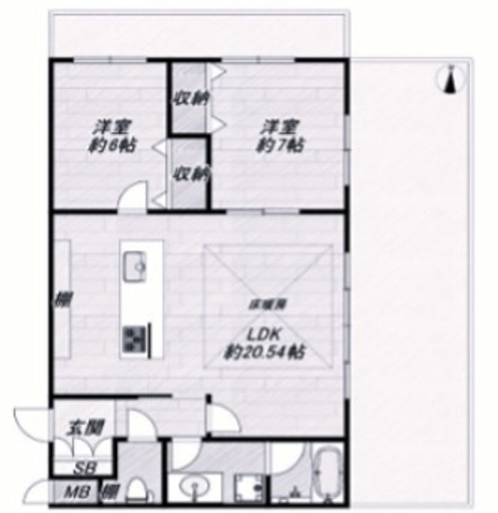 兵庫県西宮市苦楽園三番町の賃貸マンションの間取り