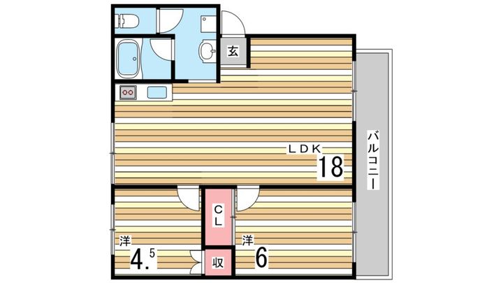 岩園サニーハイツB棟の間取り
