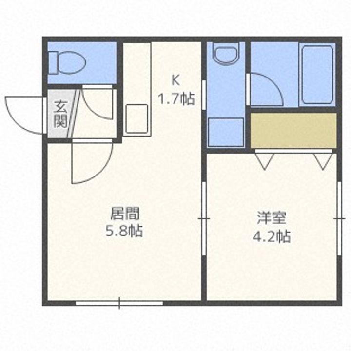 北海道札幌市豊平区中の島一条6丁目(アパート)の賃貸物件105の間取り