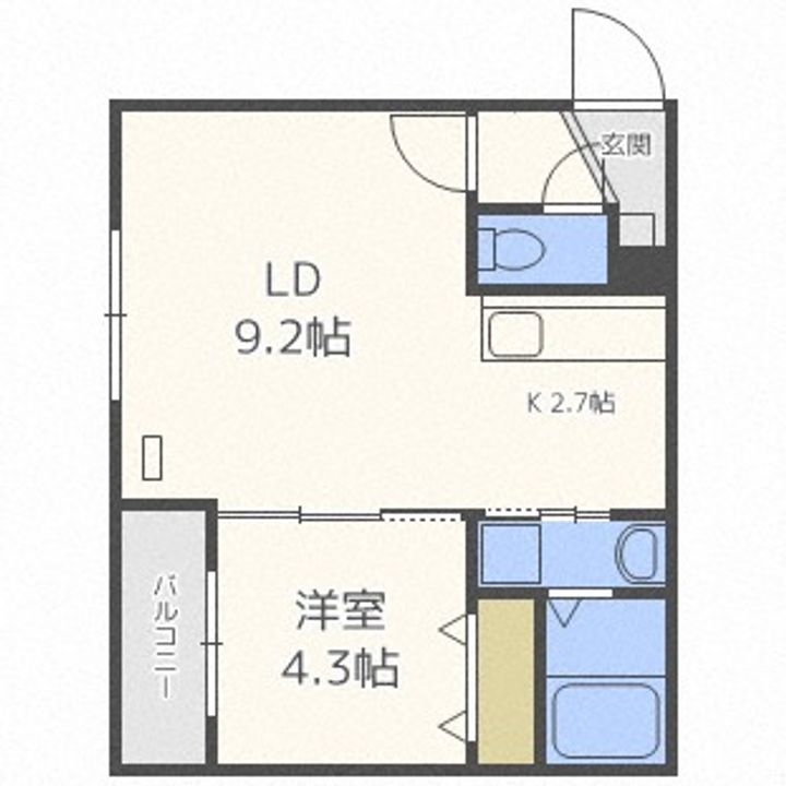 北海道札幌市西区宮の沢二条2丁目(マンション)の賃貸物件207の間取り