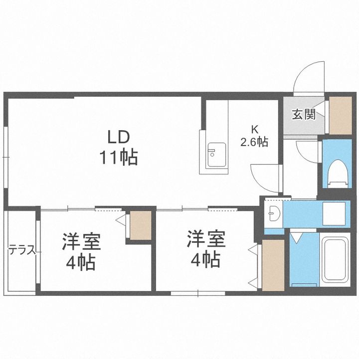 北海道札幌市白石区南郷通7丁目南(マンション)の賃貸物件101の間取り