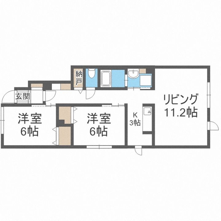 北海道札幌市手稲区手稲本町四条3丁目(アパート)の賃貸物件102の間取り
